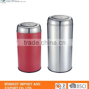 Stainless Steel Red Trash Can thumbnail-1
