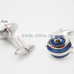 Trendy Christmas Gift Cufflink Set Mens Round Blue Cuff Buttons thumbnail-2