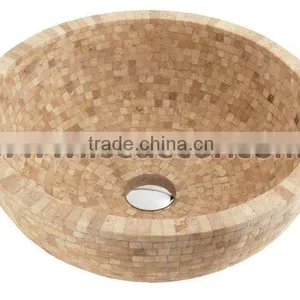 Round Mosaic Natural Marble Washbasin thumbnail-1
