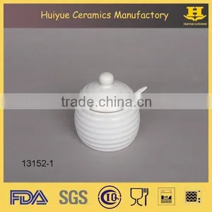 Ceramic Jar With Spoon Honey Jar With Spoon and Lid thumbnail-1