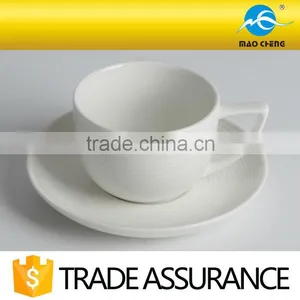 White Durable Ceramic Stripe Espresso Cup With Saucer thumbnail-1
