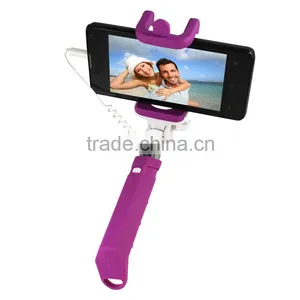 High Margin Products Wired MINI Monopod Rainbow Color Selfie Pole With Cable Promotional Gifts Shenzhen Pocket Selfie Stick thumbnail-5
