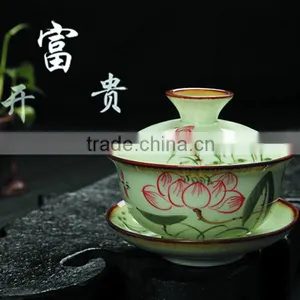 Hand Printing China Bone Teaset Ceramic Gaiwan 120ml Gongfu Teaware Gai Wan thumbnail-3