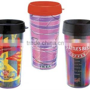 Double Wall Insulated Gift Promotion Plastic Thermos Mug thumbnail-1