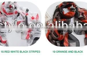 Lady's Customized Polyester Silk Like Soft Handfeel Chiffon Printed Long Scarf Shawl Wraps Sarong thumbnail-1