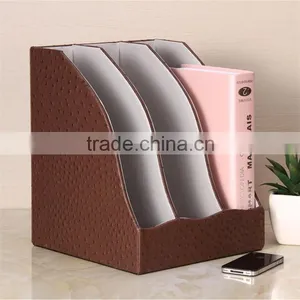 Special Offer Desktop Leather File Holder High-grade Commercial Office Information Creative Three Column File Frame thumbnail-4