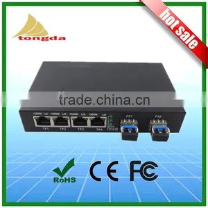 4X1000M Base-TX - 2X1000Base-FX Ethernet Sfp Fiber Optic Switch Converter thumbnail-3