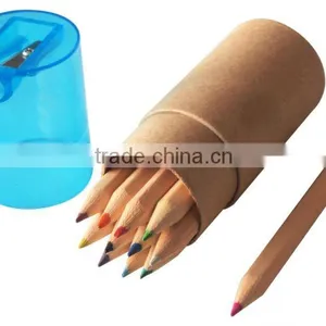 Mini Cheap Natural Portable School Wooden Color Pencils Set With Sharpener for Promotion thumbnail-1
