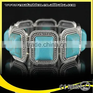 Blue Natural Stone Bracelet, Natural Stone Stretch Bracelets thumbnail-6