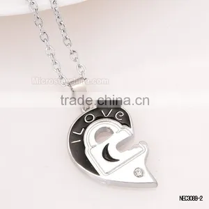 I Love You Key Split Heart Silver Plated Couple Love Necklace thumbnail-3