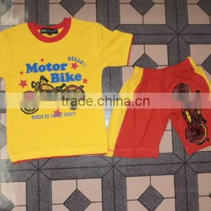 Children Printed Knitted Short Sleeve T-shirt and Short Pant Set thumbnail-1