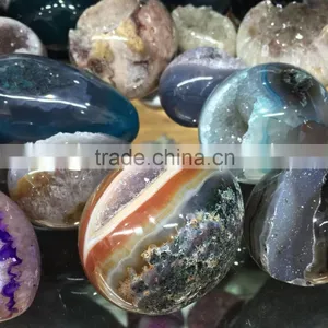 Natural Agate Smile Crystal Geode Egg Ornaments For Sale thumbnail-1