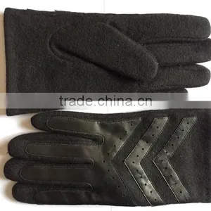 Mens Suede Leather Gloves With Cashmere Lined For Workout thumbnail-1