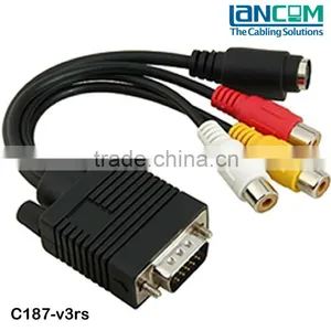 20CM High Quality and Speed SVGA Cable to S-video+RCA Jack thumbnail-1
