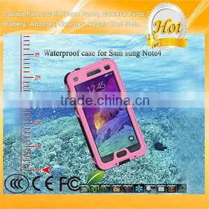 For Samsung Note 4 Waterproof Shockproof Case With Button Pink thumbnail-1