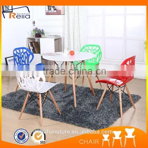 Hot Sale Plastic Dining Chair With Beech Wood Legs thumbnail-6