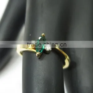 Emerald Diamond Gold Ring 14K 0.05cts Dia 1.80gms Gold thumbnail-2