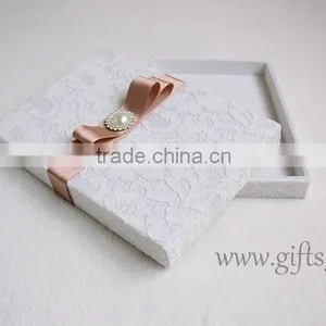 Customized White Silk Wedding Invitation Boxes Wholesale thumbnail-3