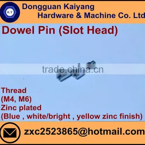 Dowel Pin With Slotting Head (for Furniture); Zinc Plated (Blue , White/bright , Yellow Zinc Finish ); M4, M6 thumbnail-2