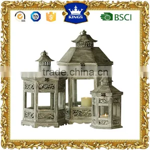 Decorative Wood Lantern European Style Antique Finish Set of 3 Indoor/outdoor thumbnail-1