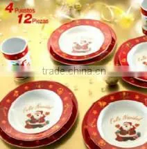 12pcs Christmas Design Melamine Dinner Set Include Plate, Bowl and Cup thumbnail-1