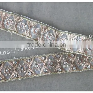 Elegant Design 2.5cm Width Champagne Crystal Trim Bridal Embrodiery thumbnail-3