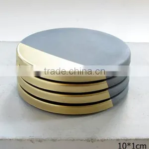4 Set Gold Concrete Coasters With Cork Bottom thumbnail-1