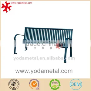 Outdoor Garden Park Furniture Long Metal Bench With Handrail thumbnail-1