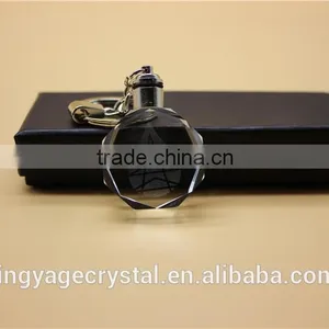 Crystal Glass Keychain With Led Light for Logo Custom and Engraving thumbnail-1