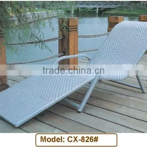 White Wicker Chaise Lounge thumbnail-1