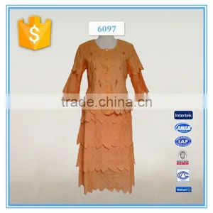 Ladies Wholesale Leaves Pattern Embroidery Cutwork Church Dresses Suits thumbnail-1
