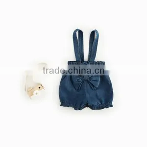 Suspender Denim Bowtie Shorts Diaper Bloomer Wholesale Baby Clothes Shorts thumbnail-2