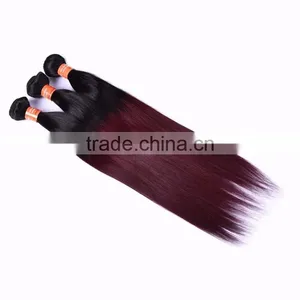 Factory Wholesale Unprocessed Ombre Hair Extension Bundles #1b/99j Color Malaysian Human Hair, Red Wine Colored Malaysian Hair thumbnail-5