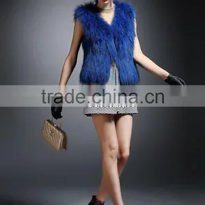 YR725 New Arrival Raccoon Fur Vest Women/Winter Knit Fur Vest Spring Style thumbnail-3