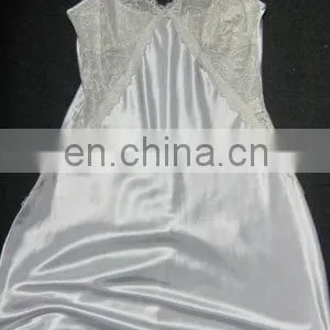 Lady's 100%polyester Satin Nightwear Chemise With Emb.lace Fabric Lingerie Set thumbnail-1