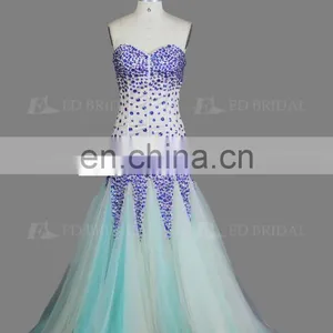 Mermaid Stone Beaded Colorful Real Sample Pictures Full Length Party African Evening Dresses thumbnail-3