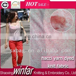 Single Jersey Coarser Spandex YARN DYED Knitting Linen Rayon Fabric for Garment thumbnail-1