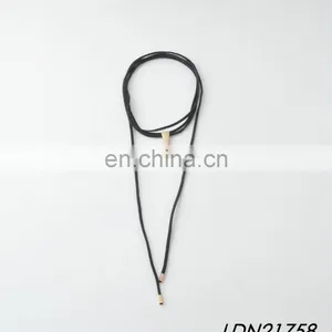 Layered Black Knot Suede Wrap Necklace With Gold Tone Hardware Pendant Bohemian Choker Necklace Jewelry thumbnail-3