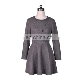 2014 Women New Fashion Long Sleeve Beaded Autumn Dress thumbnail-1