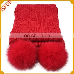 Fox Fur Pom Pom Winter Women Fur Scarf thumbnail-5