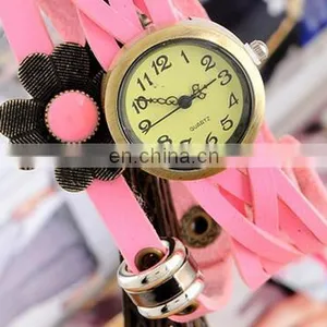 Colorful Retro Vintage Multilayer Faux Leather Strap Women Bracelet Quartz Wrist Watch Ladies Relogio Feminino Clock thumbnail-5