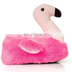 Winter Home Indoor Custom Pretty Pink Woman Stuffed Soft Plush Flamingo Slippers Shoes thumbnail-4