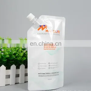 China Manufacture Coloring Printing 500ml Anti-bacterial Disinfectant Stand up Packaging Pouch With Spout thumbnail-1