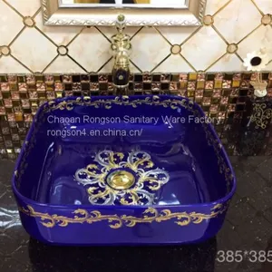 2018 Hot Selling Ceramic Tabletop Square Sanitary Ware Luxury Good Quality Bathroom Art Wash Hand Basin Sink thumbnail-1