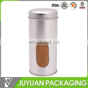 High Quality Round Silver Tins With Window on Body for Spice Storage Canister thumbnail-1