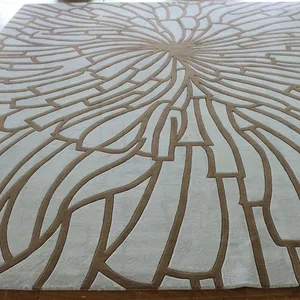 Wool And Acrylic Radial Pattern Rug Industrial Style thumbnail-2
