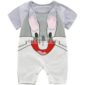 Newborn Baby Clothes Lovely Rabbit Printed Summer Cotton Short Sleeve Baby Boy Girl Romper thumbnail-1