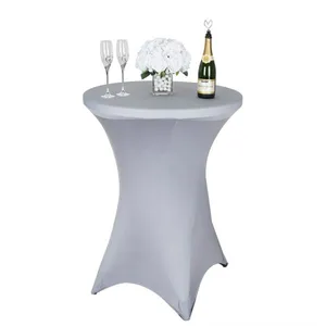 Cocktail Table Covers Stretch Spandex White Cocktail Table Cover Cloth for Wedding,Banquet and Party thumbnail-4
