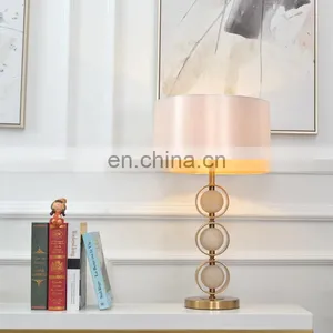 Metal Lamp Base White Fabric Shade Table Lamp Home Decor Led Table Light thumbnail-5