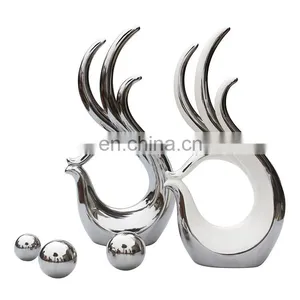 Wholesale Silver Living Room Decoration Finger Shape Ceramic Decor Handmade Statue Ornaments thumbnail-3